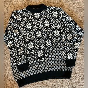 Vintage American Pride Sweater Black and White Geometric  Mock Neck 22W